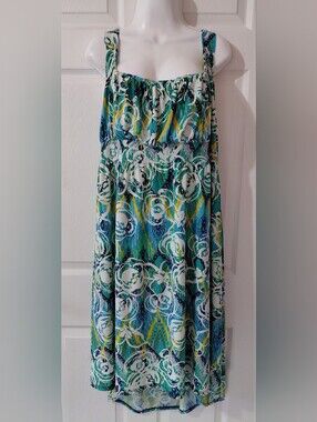 Swak Designs Plus Size 6X Floral Y2k Vitange Dress Teal Green Stretch Summer .